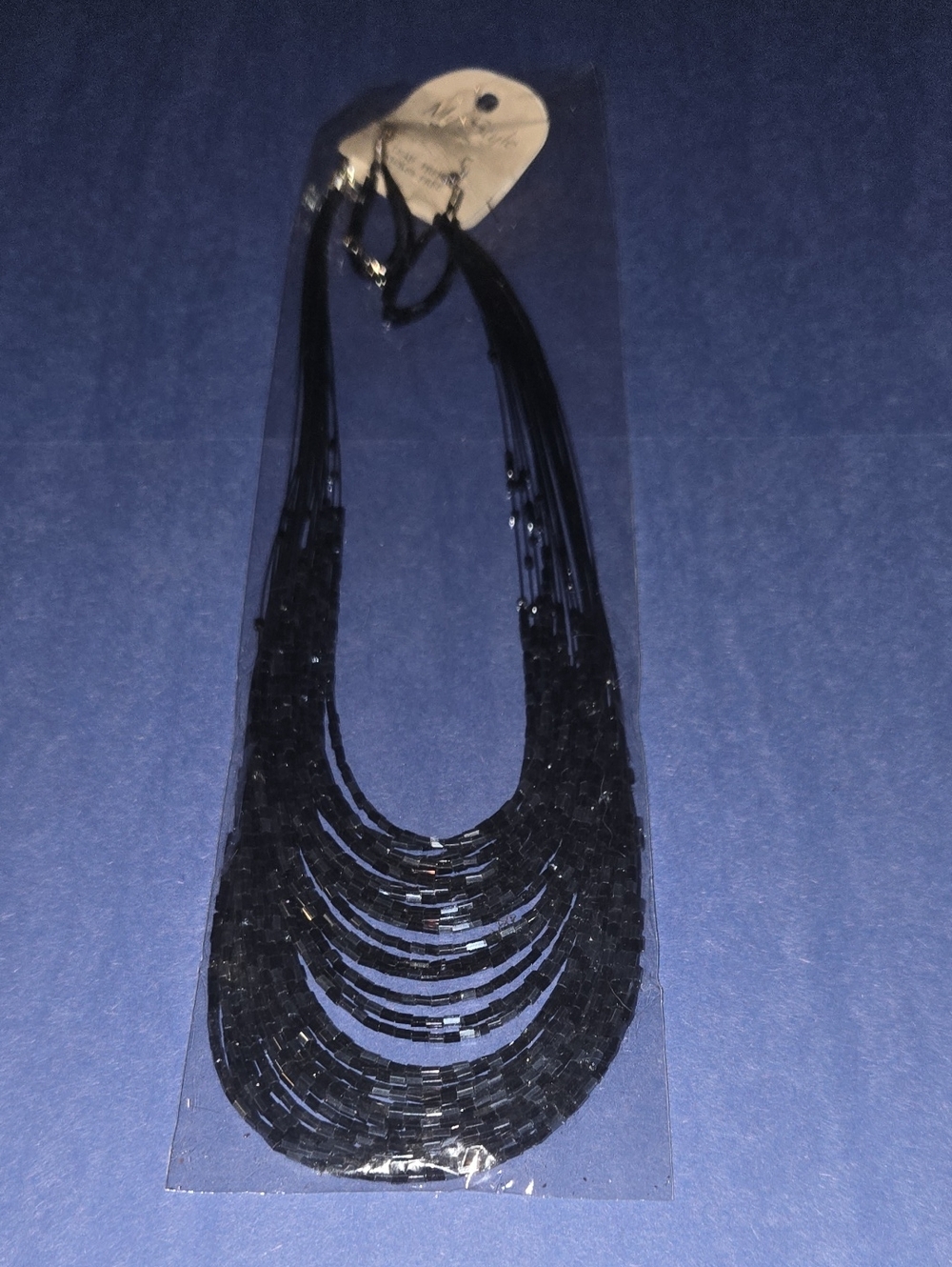 Black Multi-Strand Bead Statement Necklace